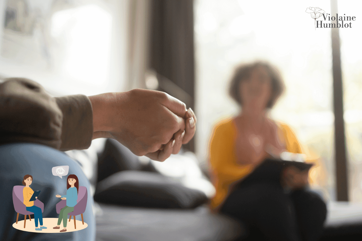 personne suis suit une psychothérapie humaniste avec sa thérapeute à Marseille